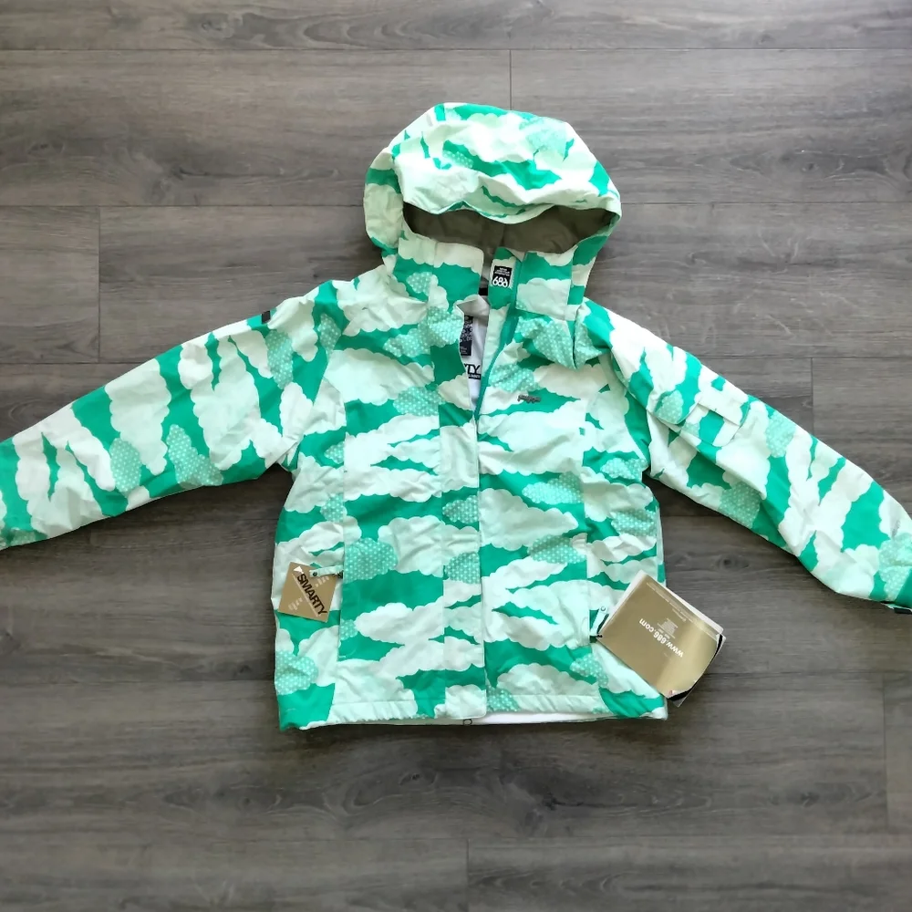 Smarty Yumiko Girl's Snow Snowboard Jacket Green & White Size L NWT